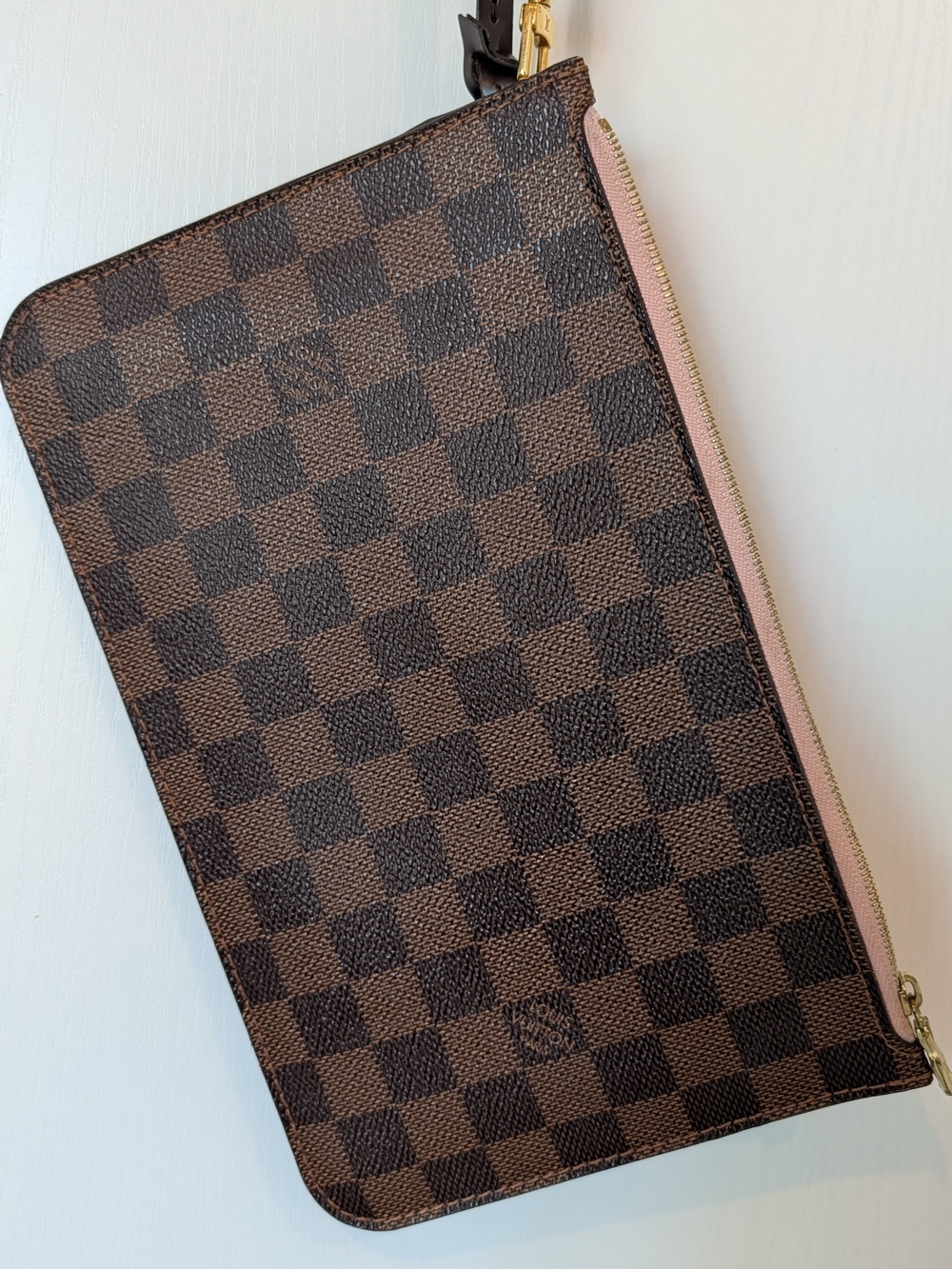 Louis Vuitton Damier Ebene Neverfull Pochette Wristlet